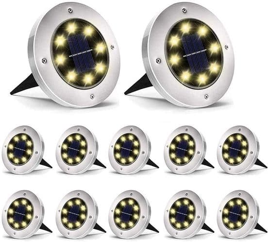 Sæt med 12 solcelledrevne gulvlamper, sollamper til udendørs, solhavelamper
