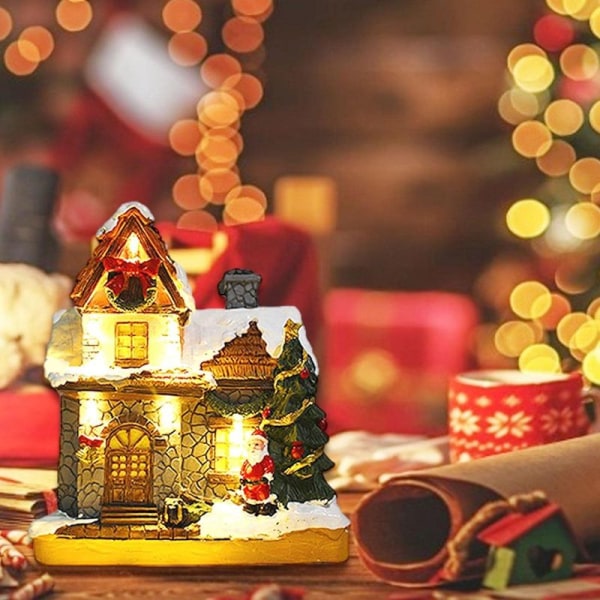 Anime upplyst julby, LED miniatyr julbyhus, julby ha