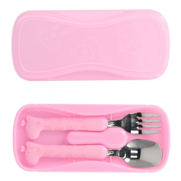 2 stk/sett Gaffel Skje 304 Rustfritt Stål Barnebestikk Rosa KLB