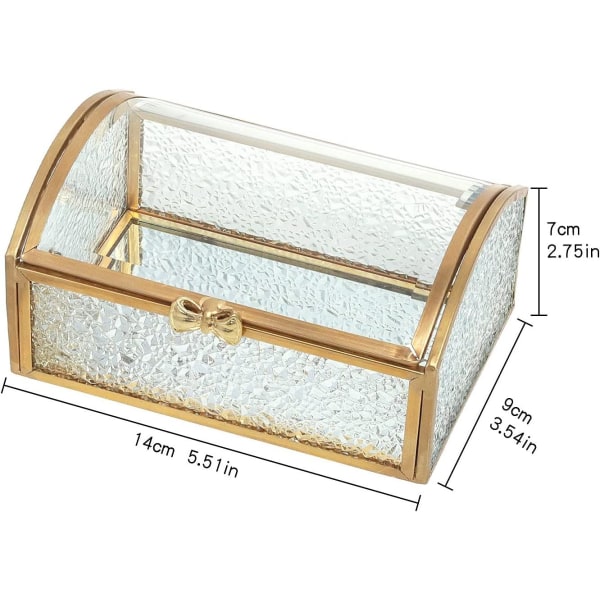 Geometrisk glas- og messingæske, vintage smykkeskrin, displayetui, holder til vielsesringe, souvenirboks, skrivebordsskærm til store bryllupper