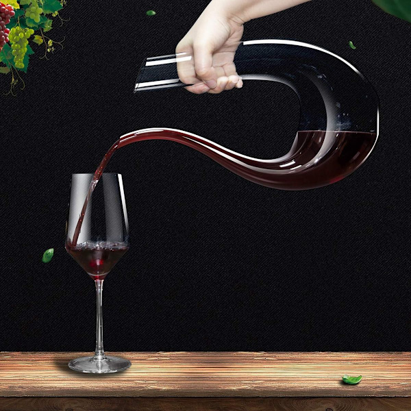 Vinkaraffel, 1,5 liter U-formet krystalglas vinflaskesæt, blyfri