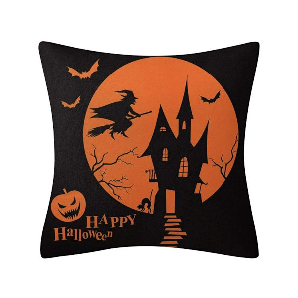 Kuddfodral 4 st Kuddfodral 45*45cm Pumpa Spöke Spindelnät Tryck Linne Hem