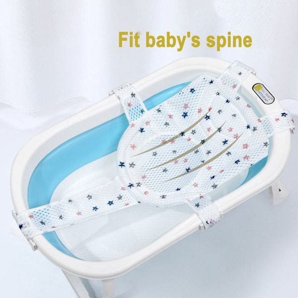 Justerbar Baby Badekar Stol Støtte Mesh Bade Net Bærer Hvid KLB