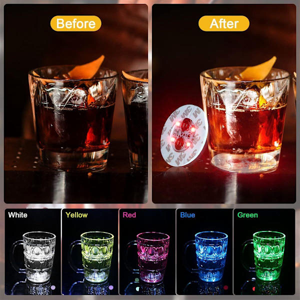 10 stk. LED bar-glasbrikker, LED-klistermærker, LED-flaske-lys, KLB