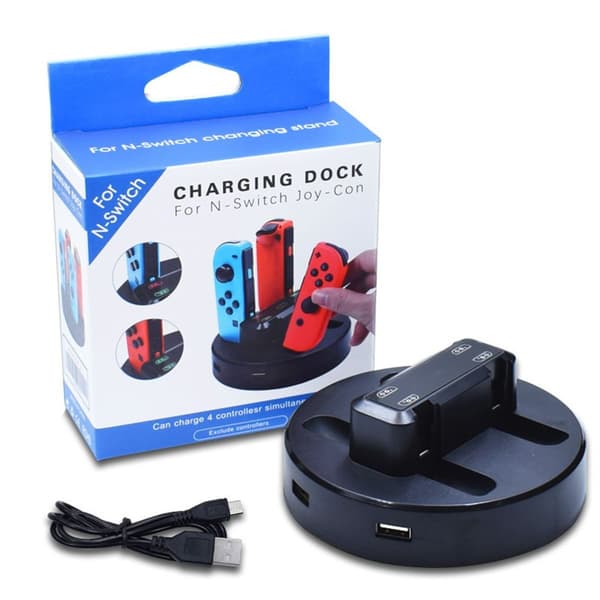 Multifunksjonell lader 4 ladestasjon dock for Nintendo Switch kontroller KLB