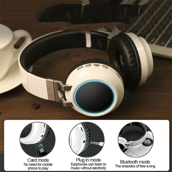 Bluetooth-hodetelefoner sammenleggbare trådløse, HiFi stereo headset blå