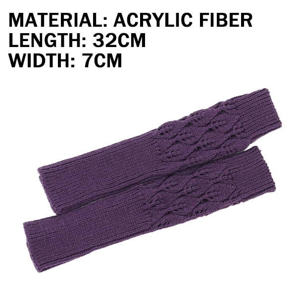 Dam handskar stickade jacquard blad cykling varma öppna fingrar halv fingrar typi lila KLB