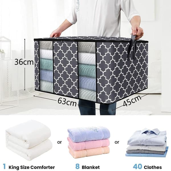 3-pack förvaringsväskor 100L Stor hopfällbar garderobsarrangör