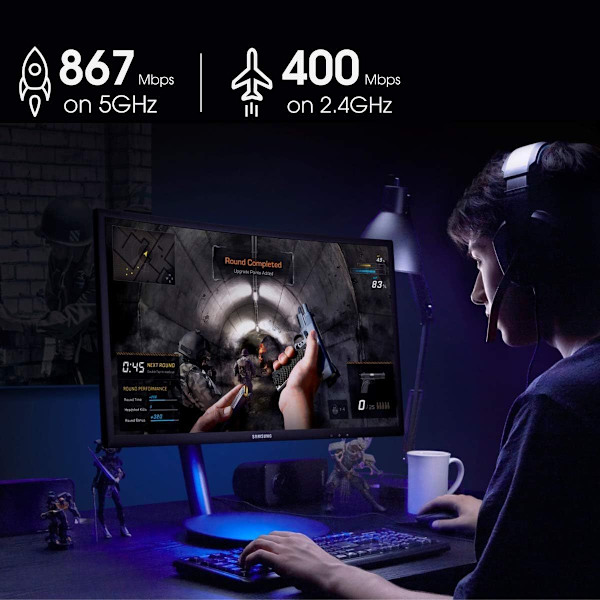 1300 Mbps USB 3.0 WiFi-stick för PC, USB Wi-Fi-adapter AC Mini-nätverksadapter
