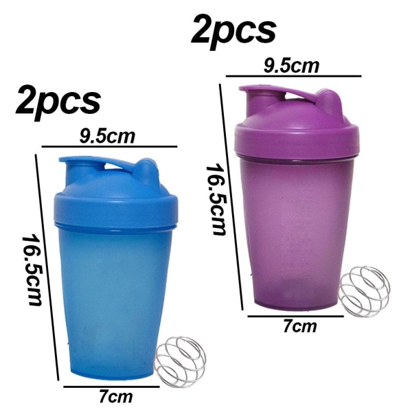 4 pakkausta] 20oz Shaker-pullo vispiläpalloilla, sisältää violetin ja sinisen