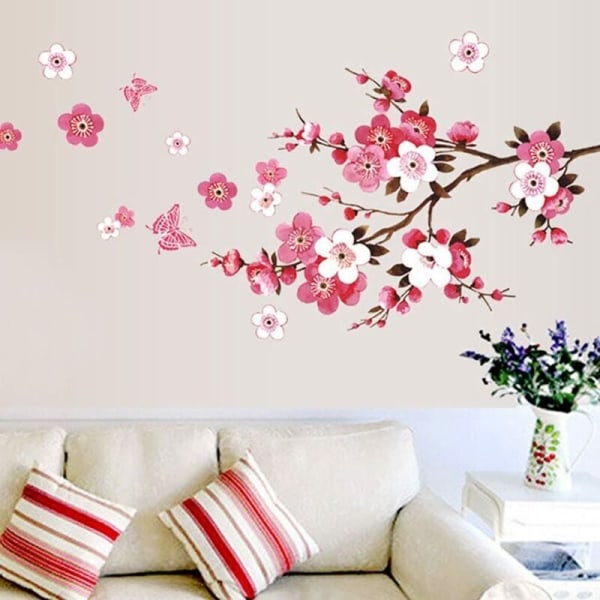 Väggklistermärken Stort Körsbärsblomsträd Väggklistermärke Blommig Gren Trä Väggdekor Vardagsrum Sovrum Barn Baby Barnkammare (120×150cm) KLB