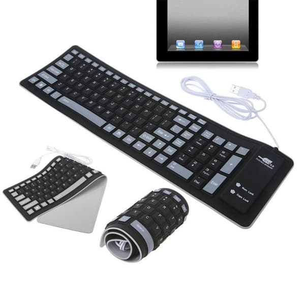 Fleksibelt, vaskbart silikontastatur med full-size USB 2-taster KLB