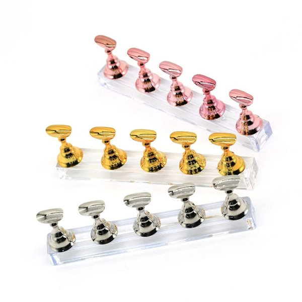 2 stk. Negle Checkerboard Holder Akryl Base Øvelsesstand (Gylden)