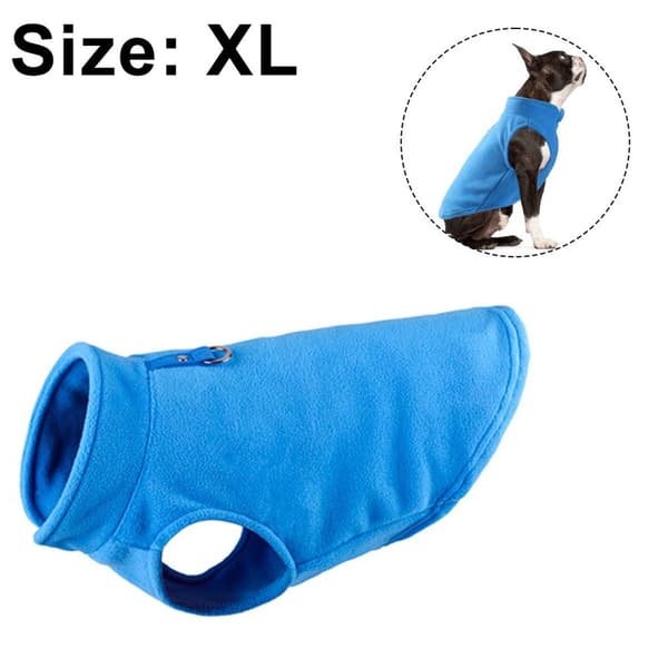 Varm fleece hundegenser med O-ring-bånd - vinterblå