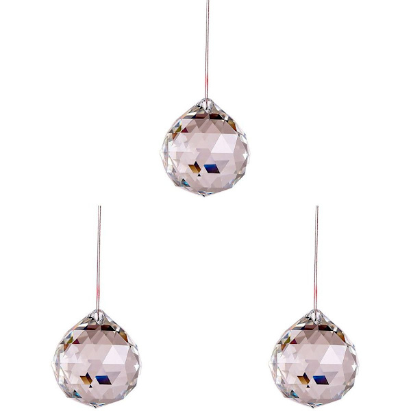 3 stk krystallglass prisme ball solfangere for vindu og hage