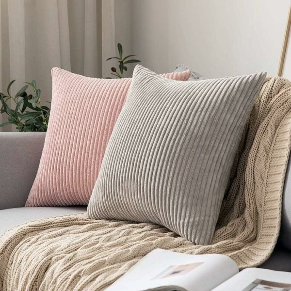 Dekorative kordfløyel putetrekk Sofa Myk dekorativ putevar for hjem Stue Soverom Seng Kontor 45 x 45CM (Rosa×1) KLB