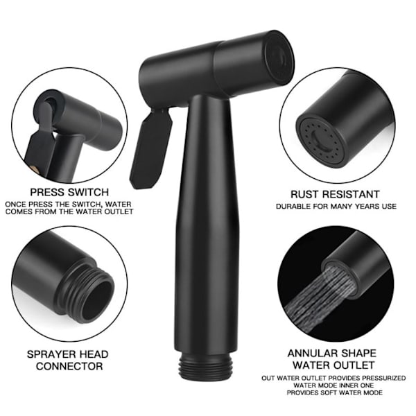 Toilet Spray Bidet Spray 150 cm, Sort