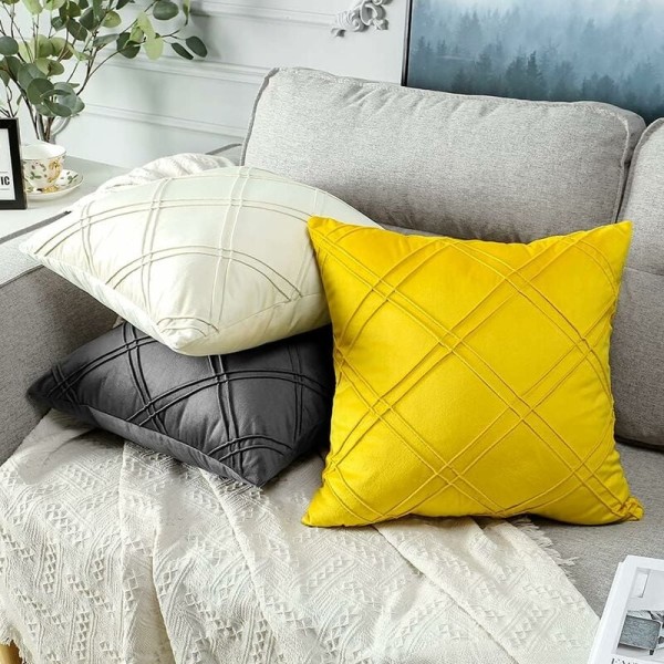 Cushion Cover 2 Pieces Three-Dimensional Geometric Velvet Pillowcase 45 x 45 cm Home Sofa Bedroom Car Decorative (Navy Blue) KLB