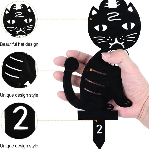 Halloween Svart Katt Hagepinner 4 Pakke Katt Silhuett Hagepinner