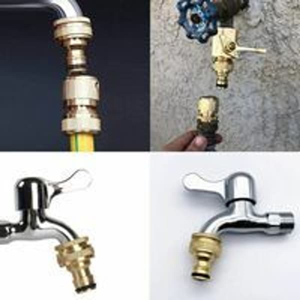 2 stk. Messinghavehane-fittings til vandrør KLB