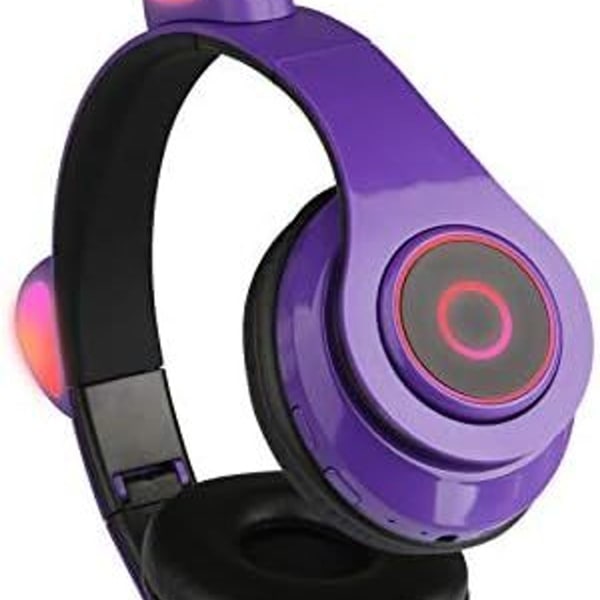 Trådløse Bluetooth-hodetelefoner Cat Ears LED Light Purple