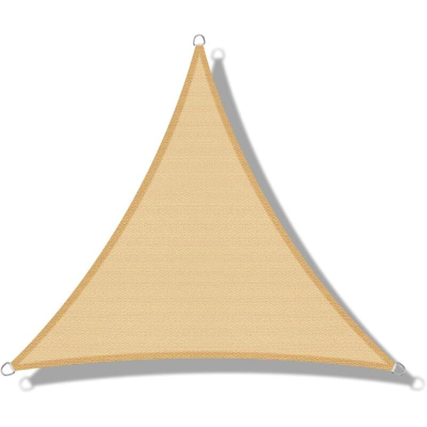 Solseil (HDPE) Triangulær 3 x 3 x 3m Sand Beskyttelse mot UV-stråler for Terrasse Camping Utendørs Hage KLB