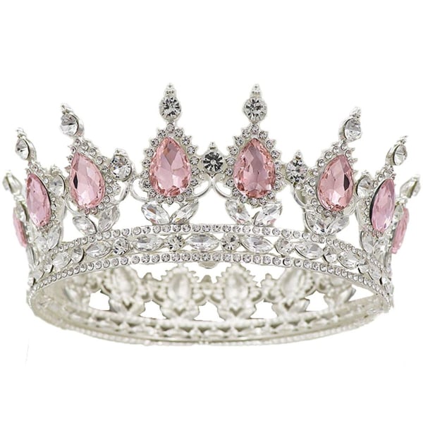 Syntymäpäivä Tiara Crown Topper, kaunis vaaleanpunainen kristallimetallikruunu