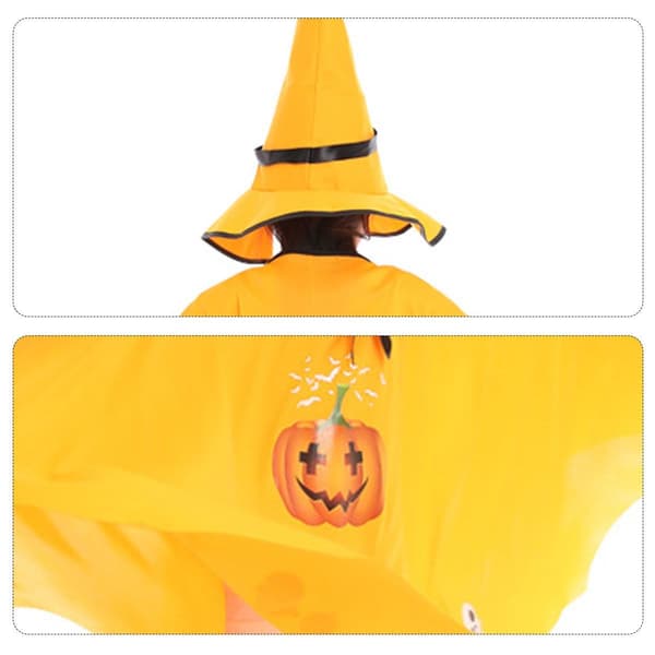 Børne Halloween Kappe til Småbørn Drenge Piger Græskar Spøgelse Kappe Gul