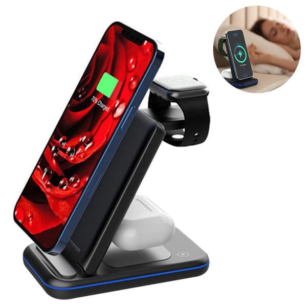 Trådløs oplader, induktiv ladestation til Apple Watch og sort
