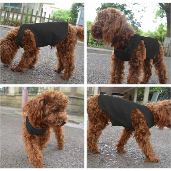 Bomulds T-shirt til hunde i ensfarvet design - blød og åndbar bomuldsskjorte velegnet til katte og hvalpe (2 stk.) (medium, sort + grå)