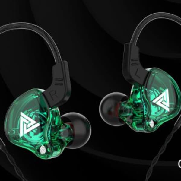 In-ear-hörlurar, stereo-hörlurar med mikrofonbrus grönt