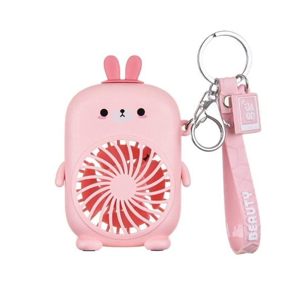 Mini Cute Animal Fan med nøkkelring (rosa)