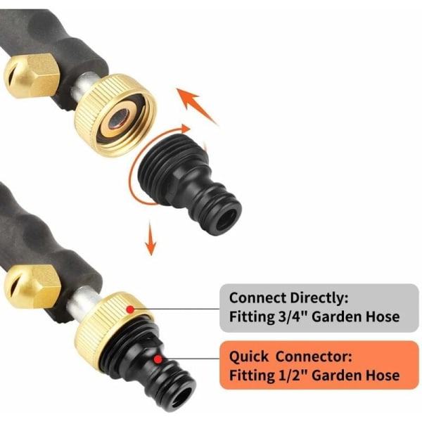 Trykkvaskerspyler, høytrykkslangeslange, trykkvaskerspyd, utvidbar hageslangeslange, vindusrengjøringsspray (justerbar + svart) KLB