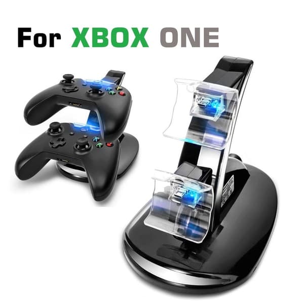 LED Dual Hurtiglading Dokkingstasjon Lader for Xbox One / Xbox One S