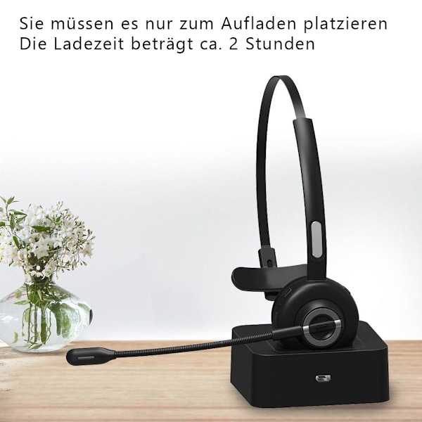 Tecknet Bluetooth-headset med mikrofon, PC-headset med AI-støyreduksjon, KLB