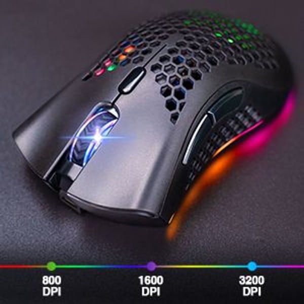 Trådløs Gaming Mus, Computer Mus med Honeycomb Skal, 7