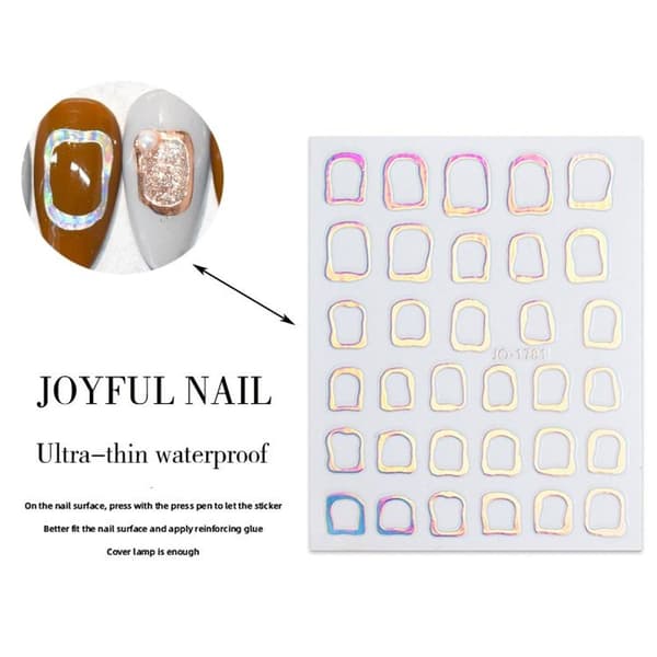 10 stk. Ko Farve Blok Neglekunst Stickers (1781 Plain Silver)