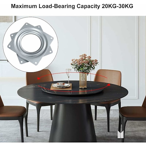 Firkantlager dreieskive, 1 stk firkantet dreieskive 360 graders rotasjon dreieskive kulelager 4 tommer for kontorer, datamaskiner KLB