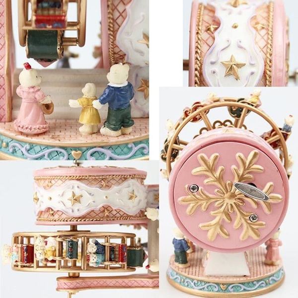 Pariserhjul Bjørn Musikboks Roterende Musikboks Gave Ornament (Rosa)