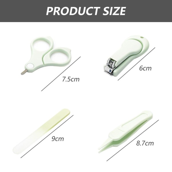 4-i-1 Säker Baby Nagelsax Set Uggla Box Nagelsax Grön KLB