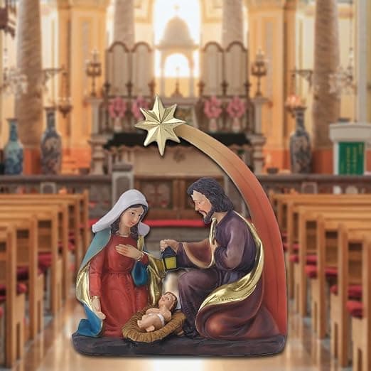Hellig Familie Julekrybbefigurer, Kristus Jesus Statue Maria