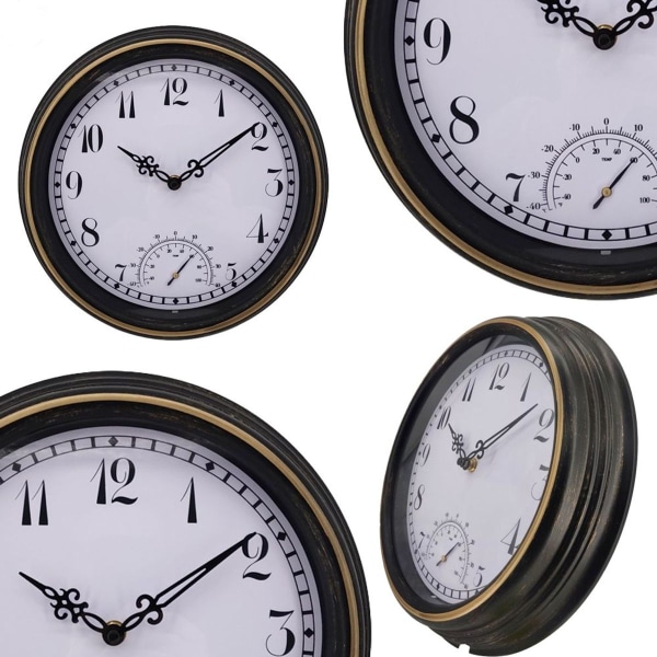 Vattentät utomhus retro termometer väggklocka i plast