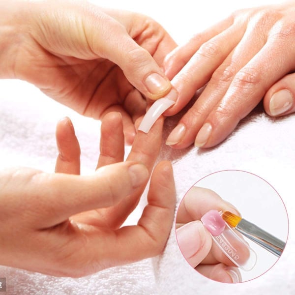 Genomskinliga lösnagelspetsar nagelformer, 100 stycken nagelförlängningssats för gel KLB
