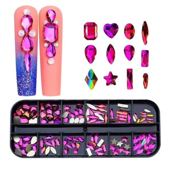 12 Grid Flat Shaped Manicure Rhinestone Nail Decoration 22nd