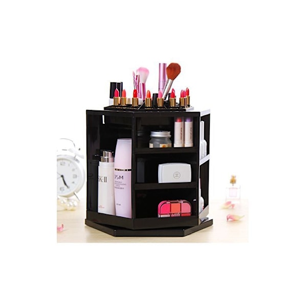 Makeup Kosmetikboks Sort Kosmetikstand 360 Graders Drejelig Organizer