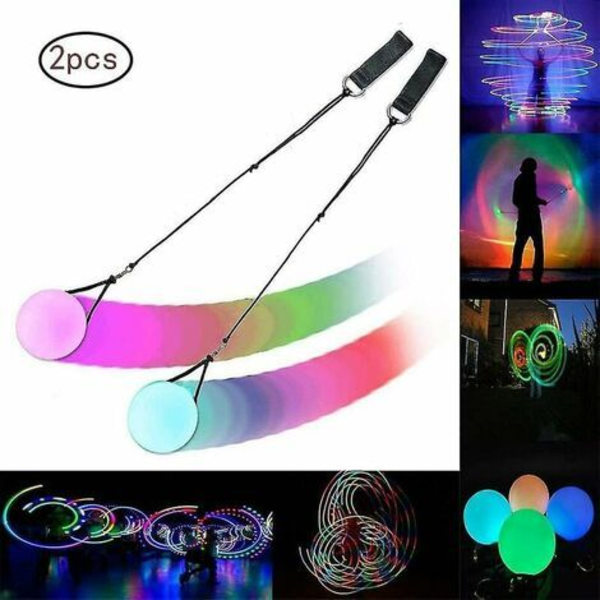 2PCS -Poi Noctilucent Multicolor Led Light Poi med väska Firetoys