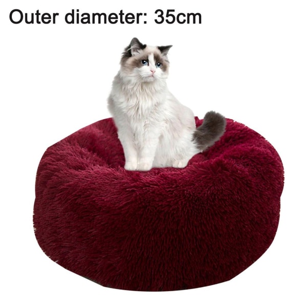 Round 35cm dark gray cat bed dog bed donut soft wine red KLB