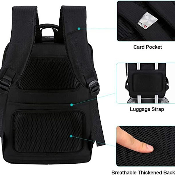 Vattentät 15,6-tums affärsryggsäck för bärbar dator med USB-laddningsport