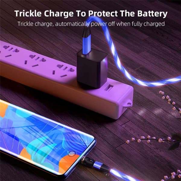 Magnetisk LED-ladekabel 1M/2M 360° og 180° rotasjon 3A Blå KLB
