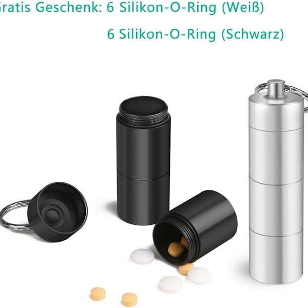 2-pack pillerburk nyckelringar, vattentäta med 3 delbara fack.